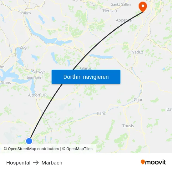Hospental to Marbach map