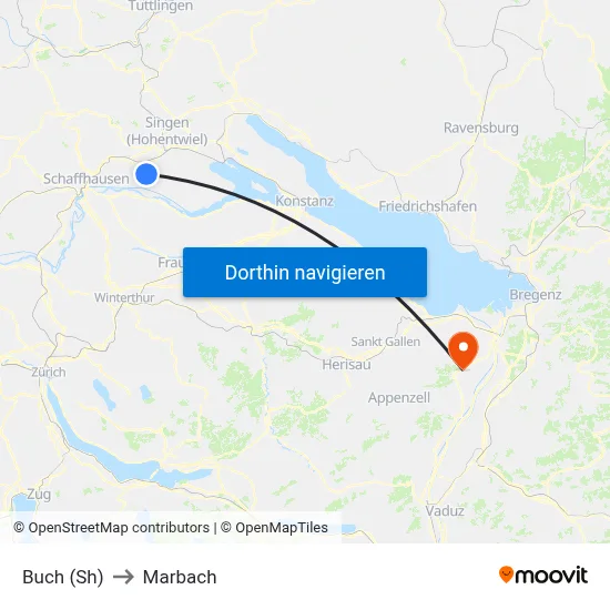 Buch (Sh) to Marbach map