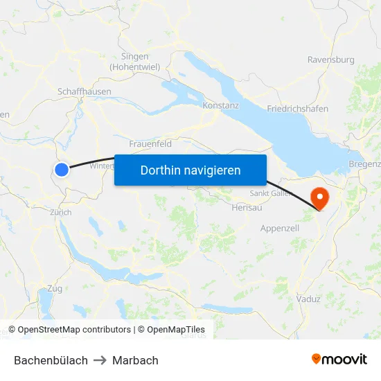 Bachenbülach to Marbach map