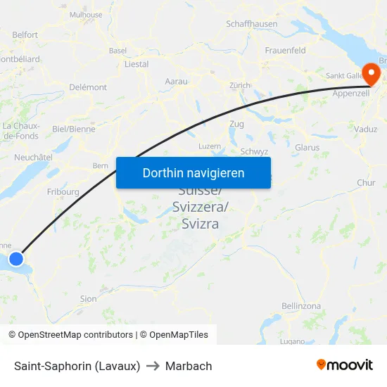 Saint-Saphorin (Lavaux) to Marbach map