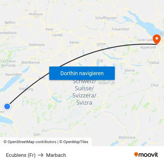 Ecublens (Fr) to Marbach map