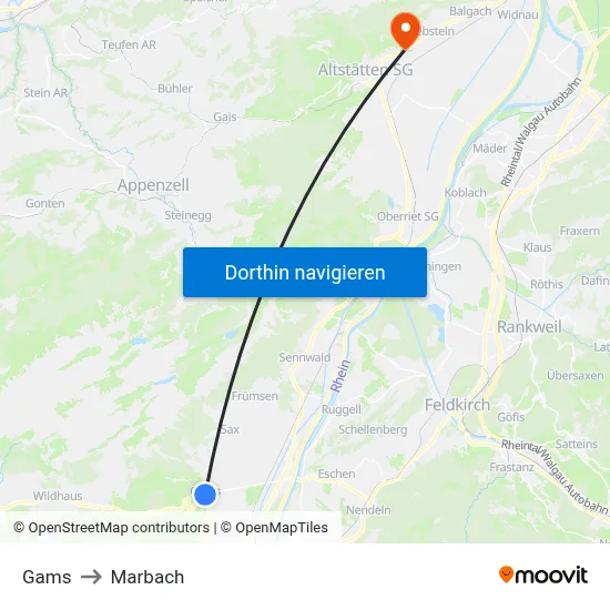 Gams to Marbach map