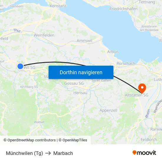 Münchwilen (Tg) to Marbach map