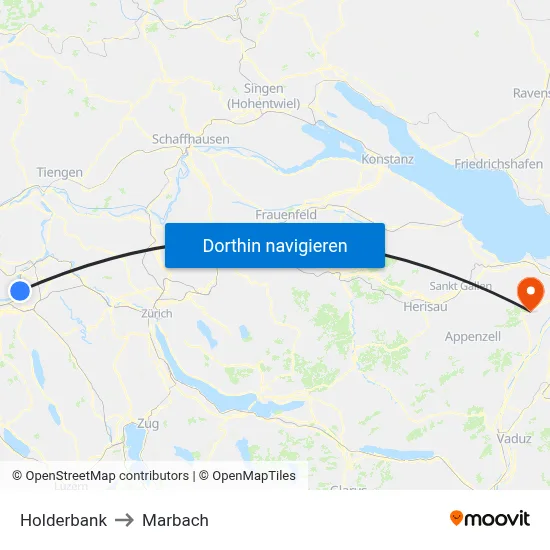 Holderbank to Marbach map