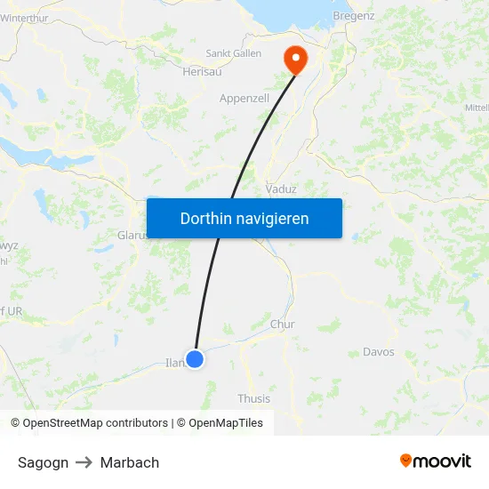 Sagogn to Marbach map