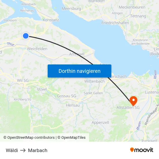 Wäldi to Marbach map
