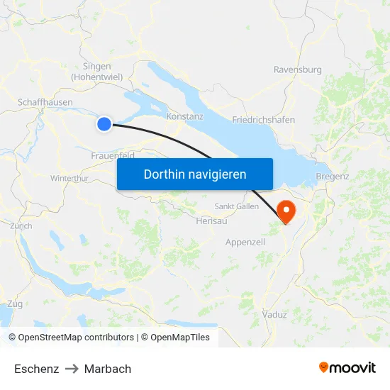 Eschenz to Marbach map