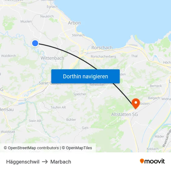 Häggenschwil to Marbach map