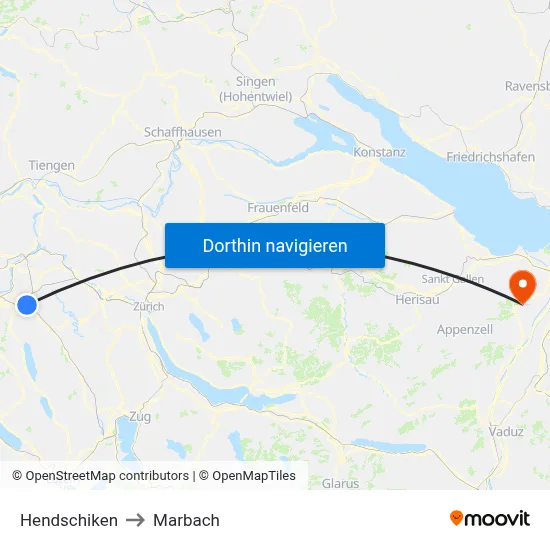 Hendschiken to Marbach map