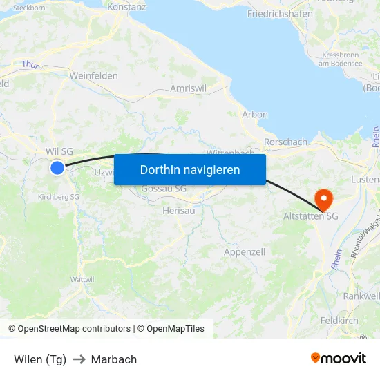 Wilen (Tg) to Marbach map