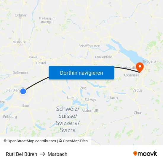 Rüti Bei Büren to Marbach map
