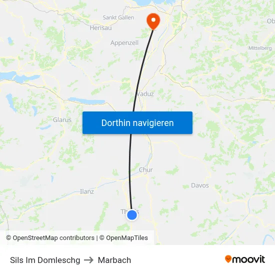 Sils Im Domleschg to Marbach map