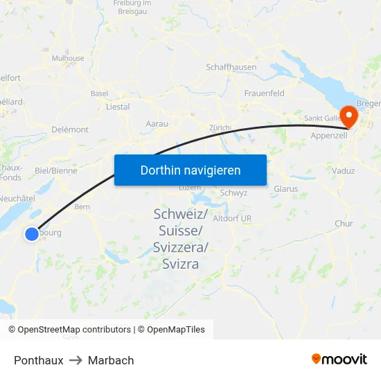 Ponthaux to Marbach map