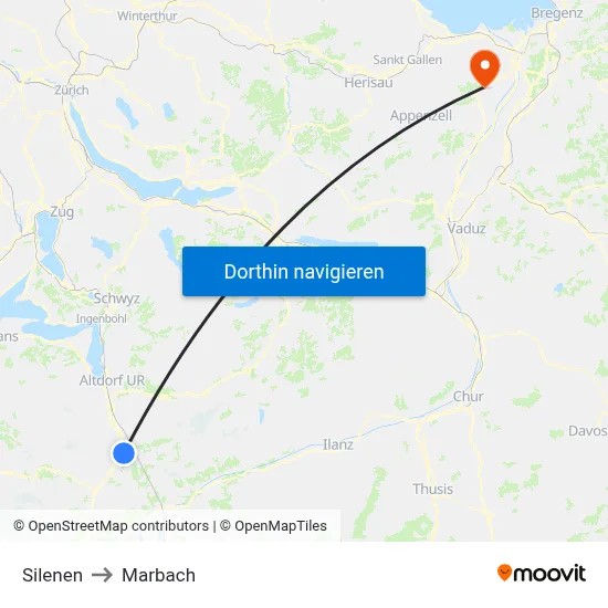 Silenen to Marbach map