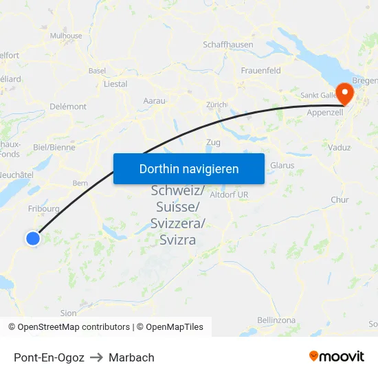 Pont-En-Ogoz to Marbach map