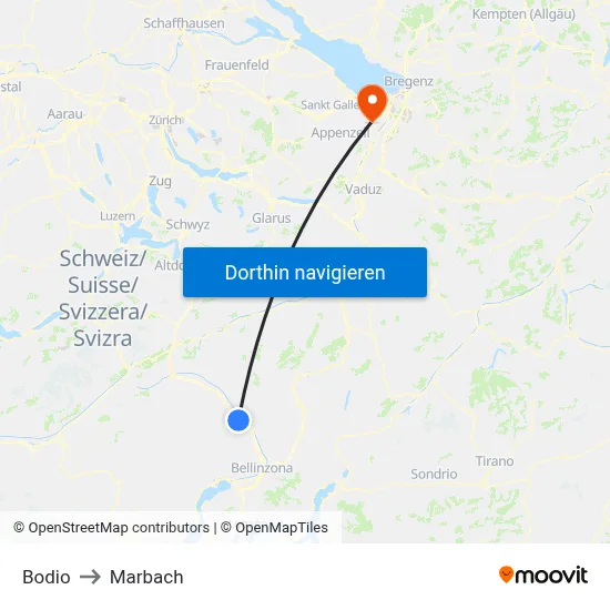 Bodio to Marbach map