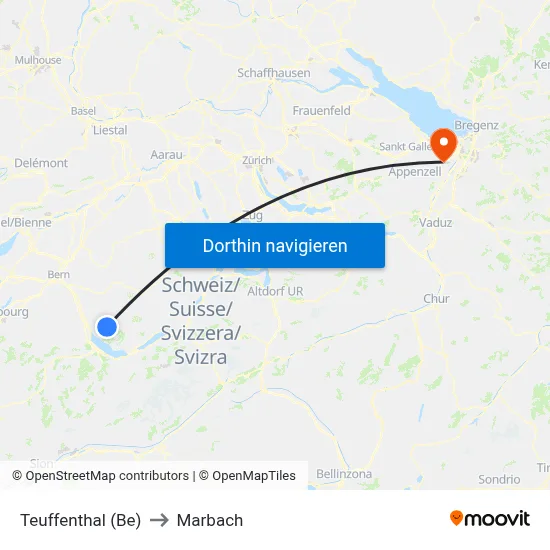 Teuffenthal (Be) to Marbach map
