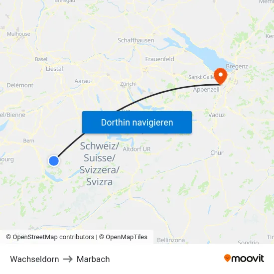 Wachseldorn to Marbach map