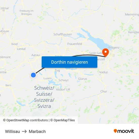 Willisau to Marbach map
