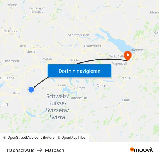 Trachselwald to Marbach map