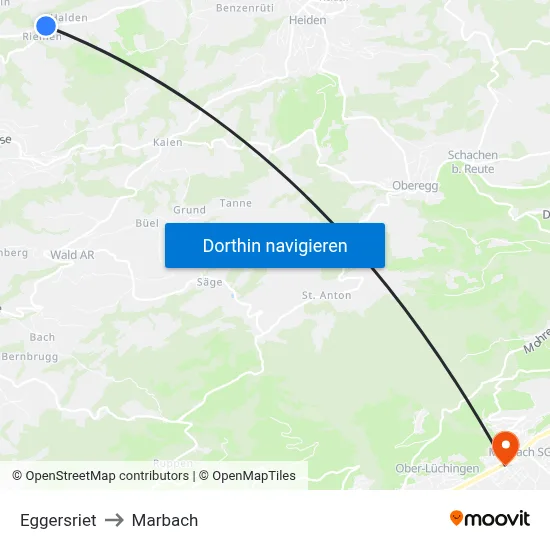 Eggersriet to Marbach map