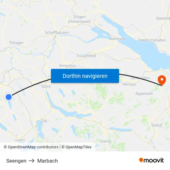 Seengen to Marbach map