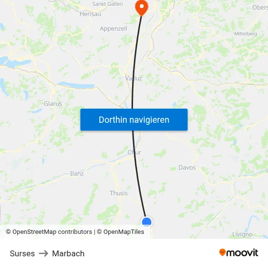 Surses to Marbach map