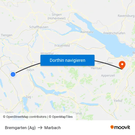 Bremgarten (Ag) to Marbach map
