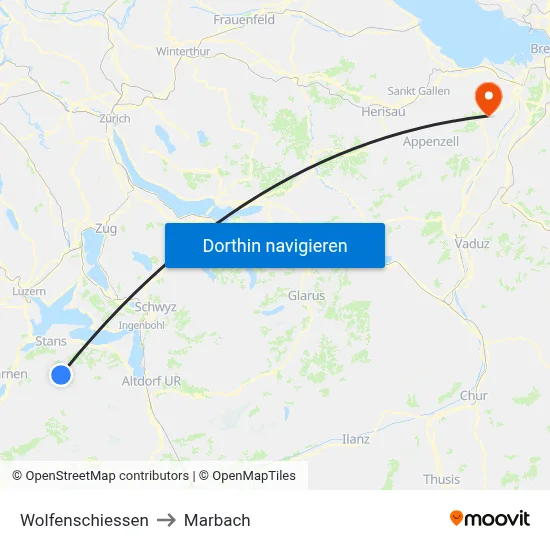 Wolfenschiessen to Marbach map