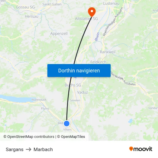 Sargans to Marbach map