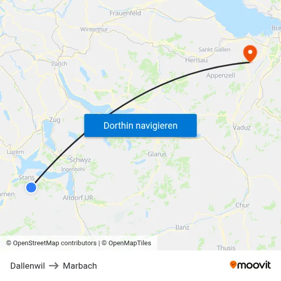 Dallenwil to Marbach map