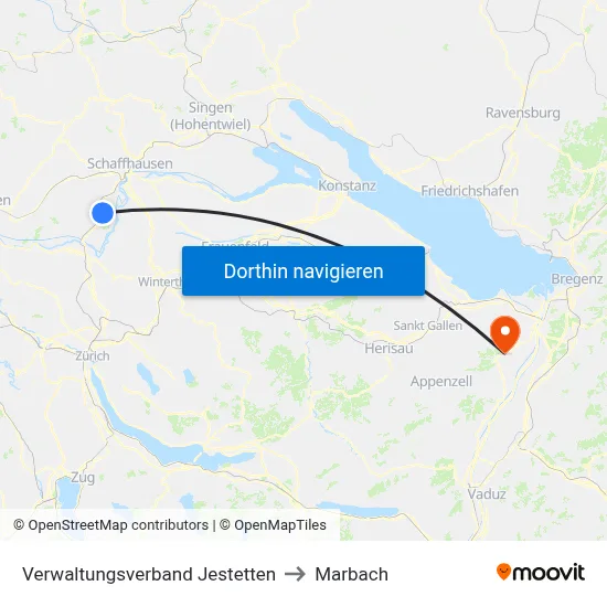 Verwaltungsverband Jestetten to Marbach map