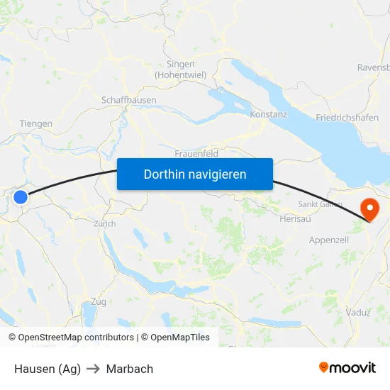 Hausen (Ag) to Marbach map
