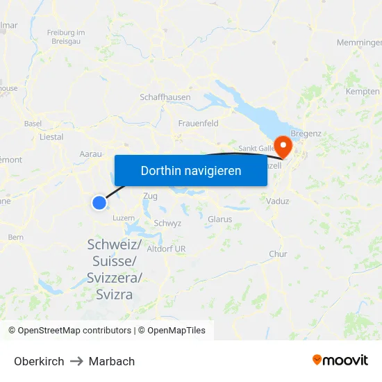 Oberkirch to Marbach map