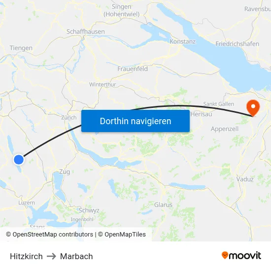 Hitzkirch to Marbach map