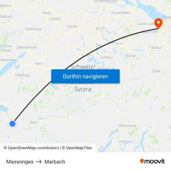 Massongex to Marbach map