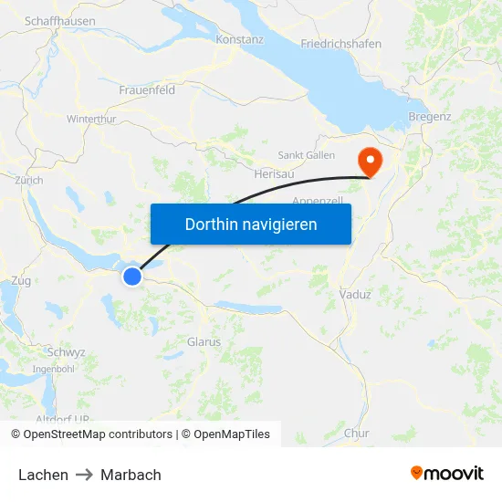 Lachen to Marbach map
