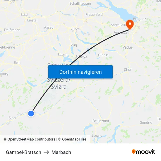 Gampel-Bratsch to Marbach map