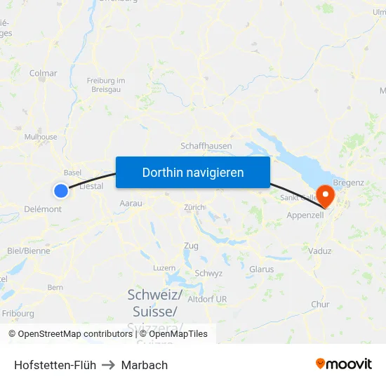 Hofstetten-Flüh to Marbach map