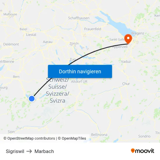 Sigriswil to Marbach map