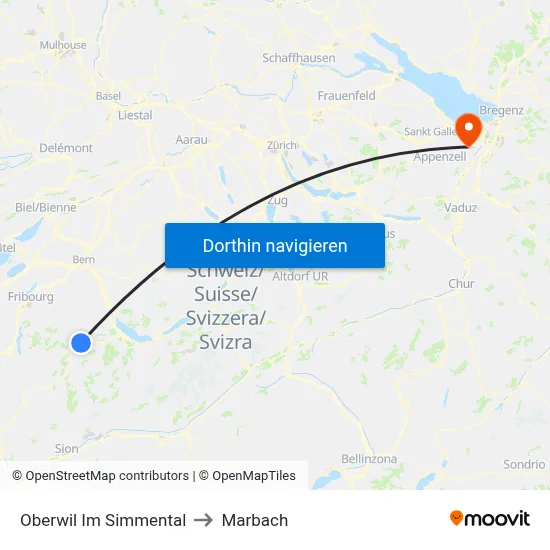 Oberwil Im Simmental to Marbach map