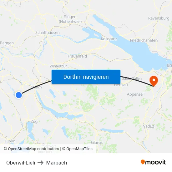 Oberwil-Lieli to Marbach map