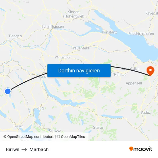 Birrwil to Marbach map