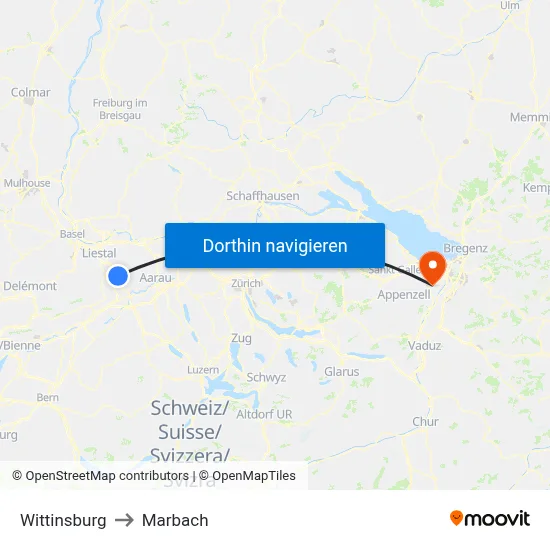 Wittinsburg to Marbach map