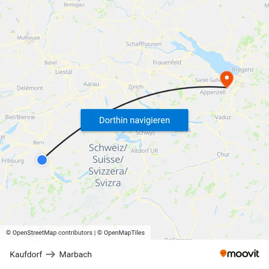 Kaufdorf to Marbach map