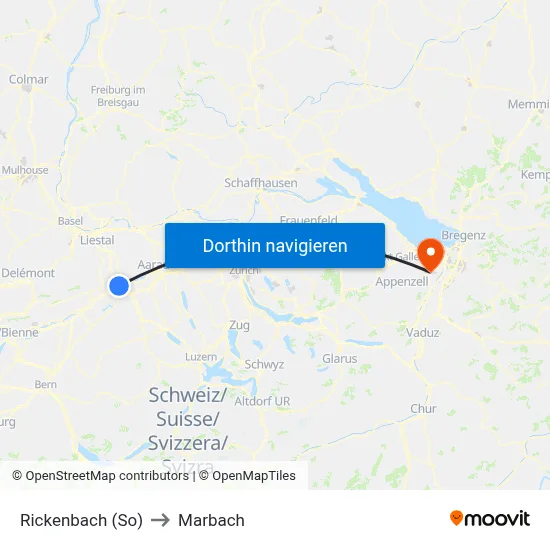 Rickenbach (So) to Marbach map