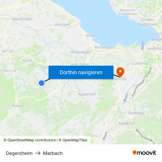 Degersheim to Marbach map