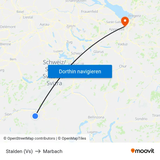Stalden (Vs) to Marbach map