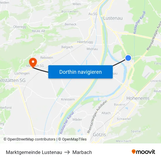 Marktgemeinde Lustenau to Marbach map