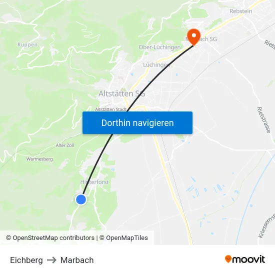 Eichberg to Marbach map